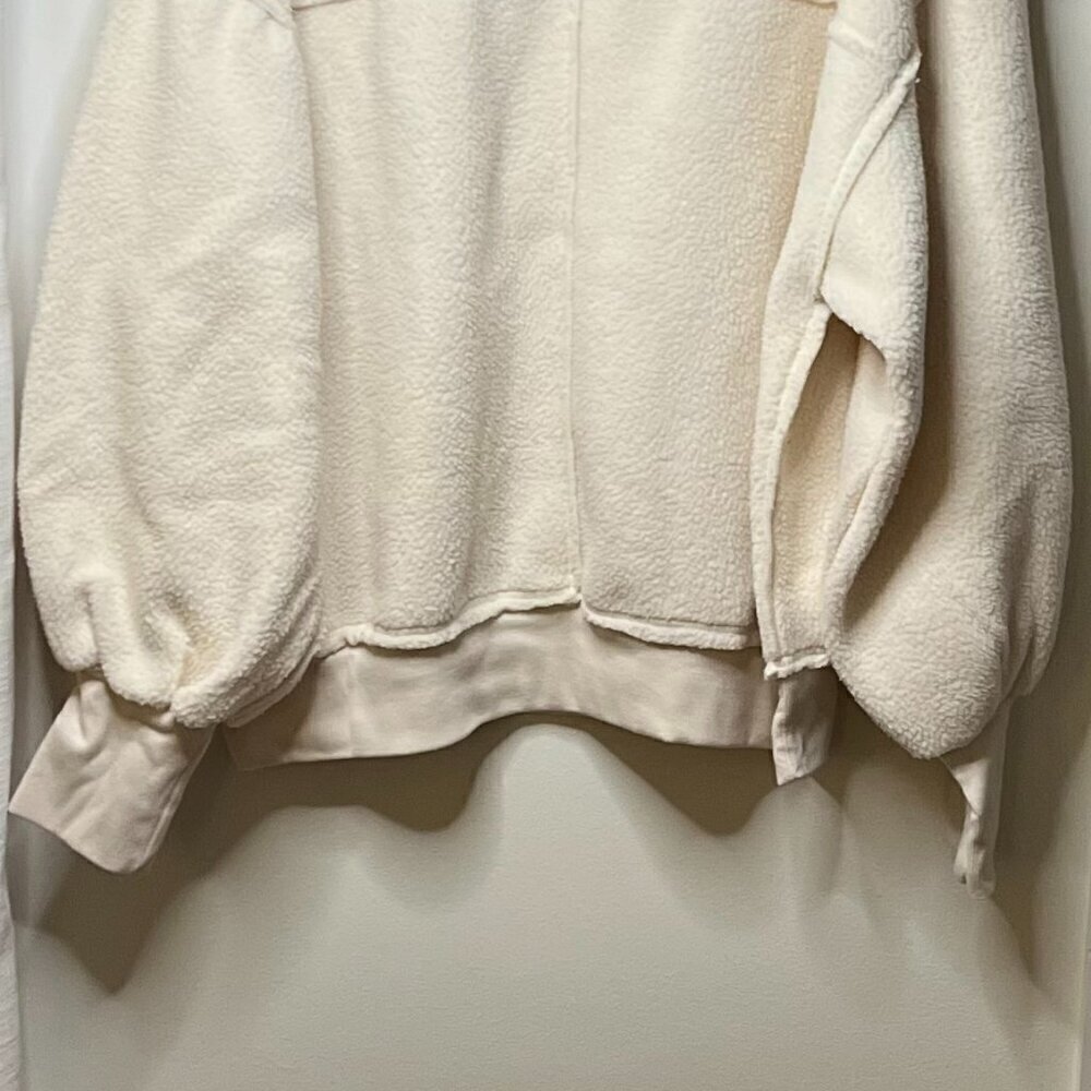 Pilcro Slouchy Crew-Neck Sweatshirt in Ivory Size XL - Picture 5 of 10